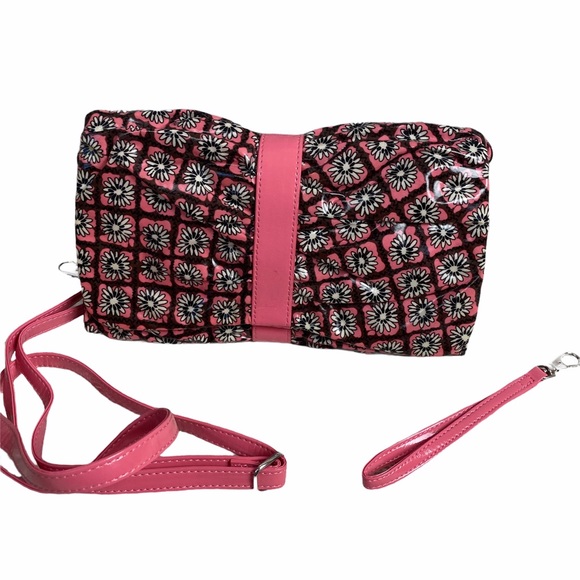 VERA BRADLEY Frill Pink Brown Floral Handbag - Picture 1 of 13